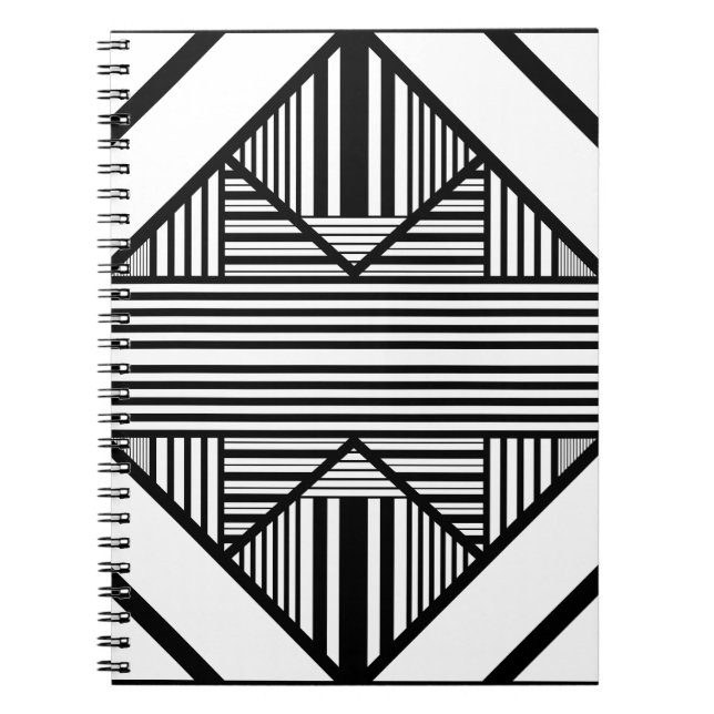 Caderno Espiral Listras de triângulo 2 em Preto e Branco (Frente)