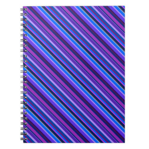 Caderno Espiral Listras diagonais em azul e roxo