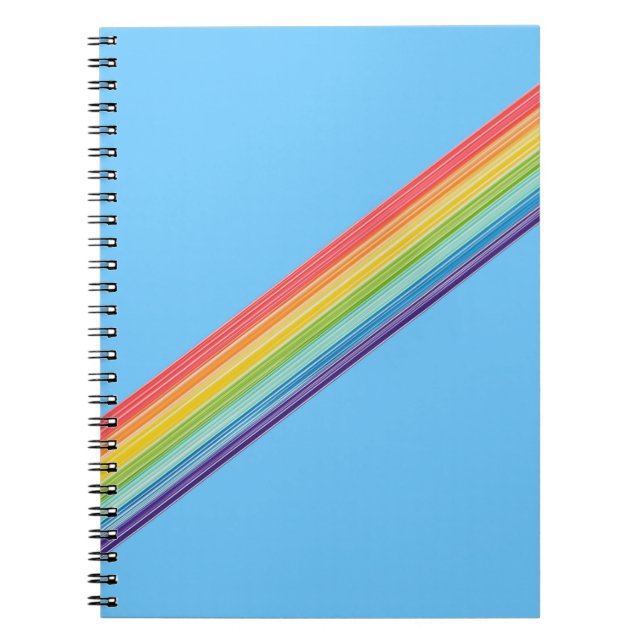 Caderno Espiral Listras do arco-íris diagonais (Frente)