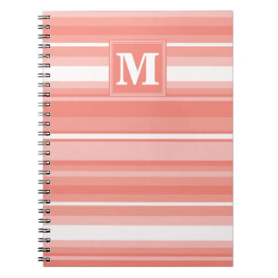 Caderno Espiral Listras do coral do monograma