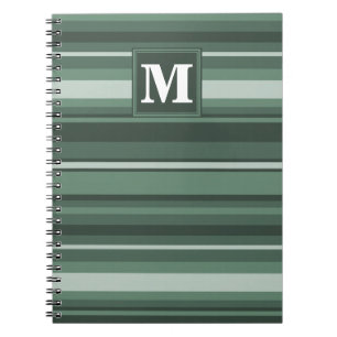 Caderno Espiral Listras do verde prudente do monograma