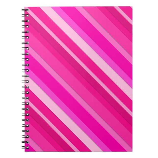 Caderno Espiral Listras doces em camadas - rosa e fuchsia (Frente)