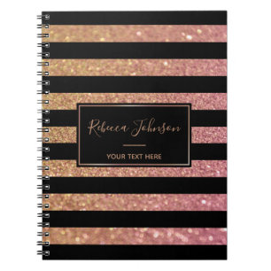 Caderno Espiral Listras Douradas de Link - Notebook