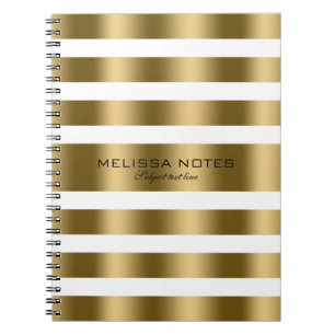 Caderno Espiral Listras Dourados brilhantes com fundo branco