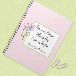 Caderno Espiral Listras Florais Rosa Monogramadas