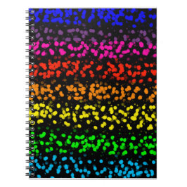 Caderno Espiral Listras horizontais com pontos em cores arco-íris