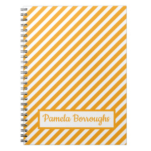 Caderno Espiral Listras Laranjas Divertidas Listrado Moderno
