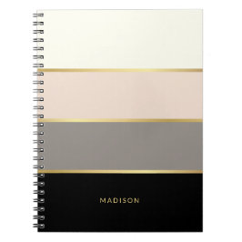 Caderno Espiral Listras Largas Femininas com Seu Nome ou Monograma