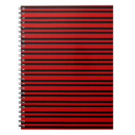 Caderno Espiral Listras Pretas e Vermelhas Padrão