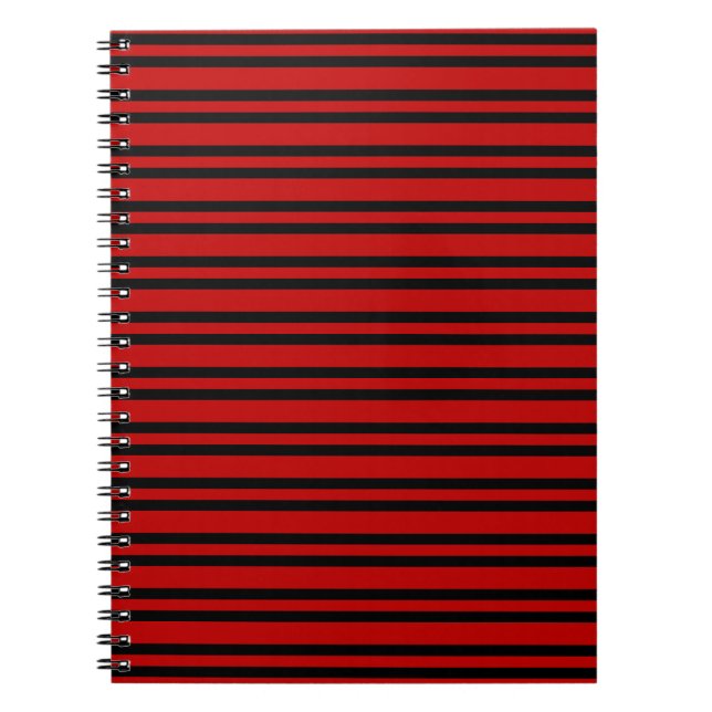 Caderno Espiral Listras Pretas e Vermelhas Padrão (Frente)
