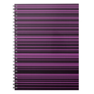 Caderno Espiral Listras Pretas Roxas Abstratas