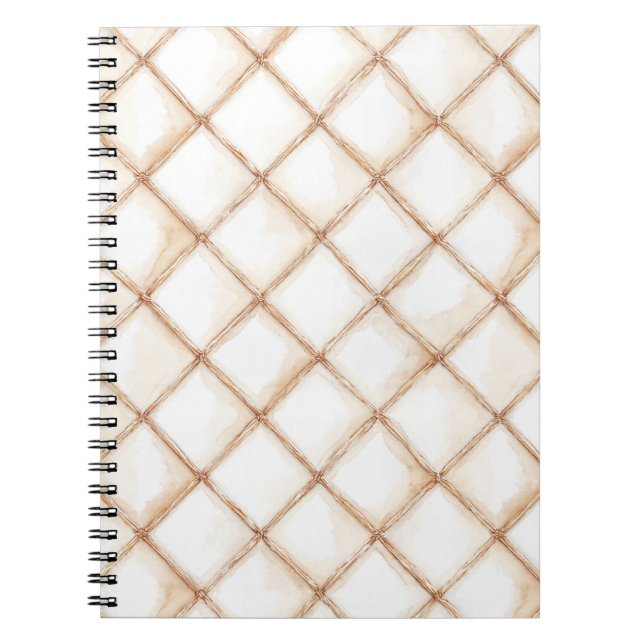 Caderno Espiral Listras Quadrados Creme Ouro Branco   (Frente)