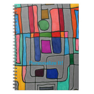 Caderno Espiral Listras retangulares quentes & legal com acento do