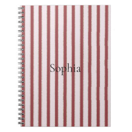 Caderno Espiral Listras Rosa Bege Vermelhas