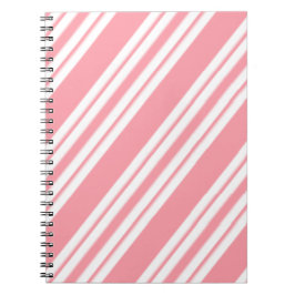 Caderno Espiral Listras Rosa Claro e Branco