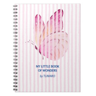 Caderno Espiral Listras rosa com uma borboleta oculta