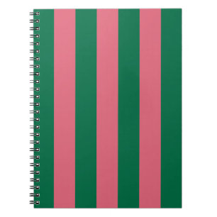 Caderno Espiral Listras Rosa Doce Picles Verde