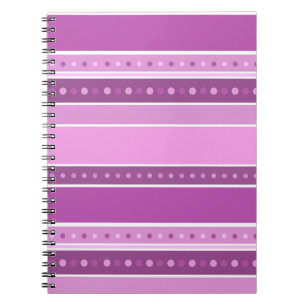 Caderno Espiral Listras rosa lilás horizontais com decoração de bo