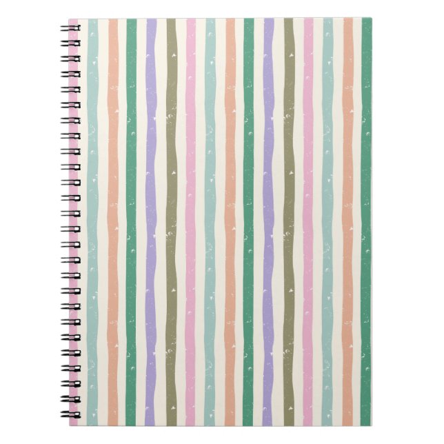 Caderno Espiral Listras Rústicas Pastel (Frente)