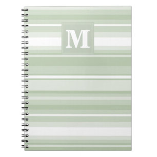 Caderno Espiral Listras verde pálido monograma