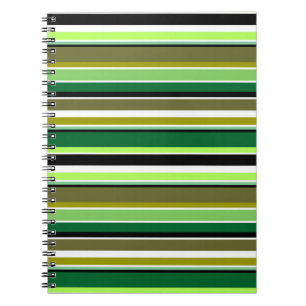 Caderno Espiral Listras verdes brancas fofas