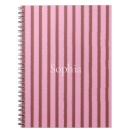 Caderno Espiral Listras Vermelhas Rosa