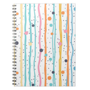 Caderno Espiral Listras Verticais Coloridas & Bolinhas