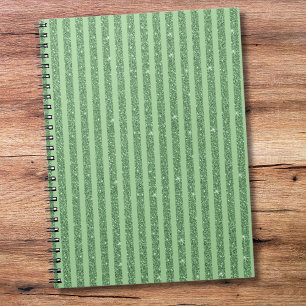 Caderno Espiral Listras Verticais Simples com Brilho em Verde Flor