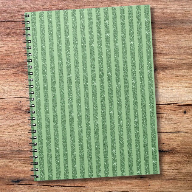 Caderno Espiral Listras Verticais Simples com Brilho em Verde Flor (Criador carregado)