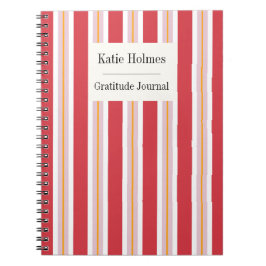 Caderno Espiral Listras Vintage Vermelhas Personalizáveis