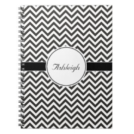 Caderno Espiral Listras Ziguezague Preto e Branco Tendência Chevro