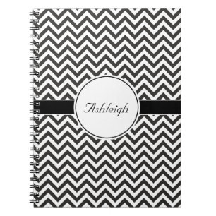 Caderno Espiral Listras Ziguezague Preto e Branco Tendência Chevro
