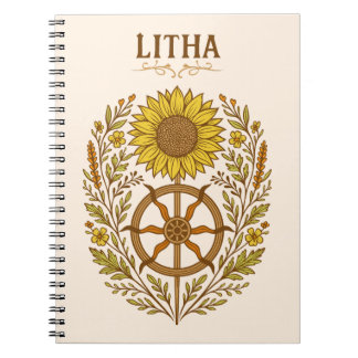 Caderno Espiral Litha Sunflower Wheel Summer Solstice Celestial