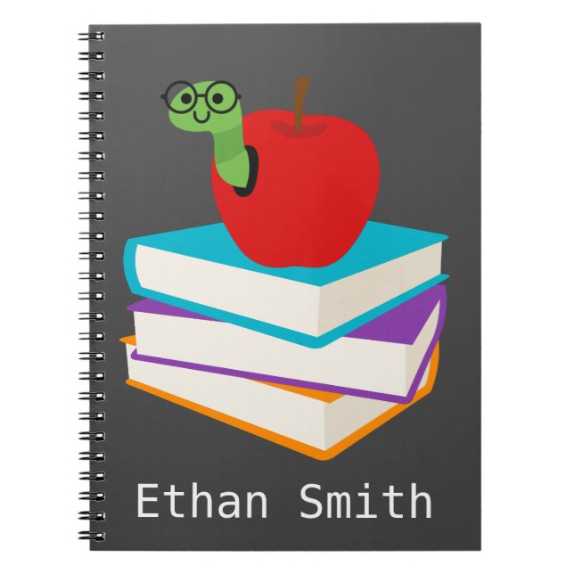 Caderno Espiral Livraria fofa com design infantil de maçã (Frente)