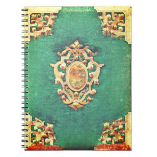 Caderno Espiral Livro antigo e vitoriano elegante e verde