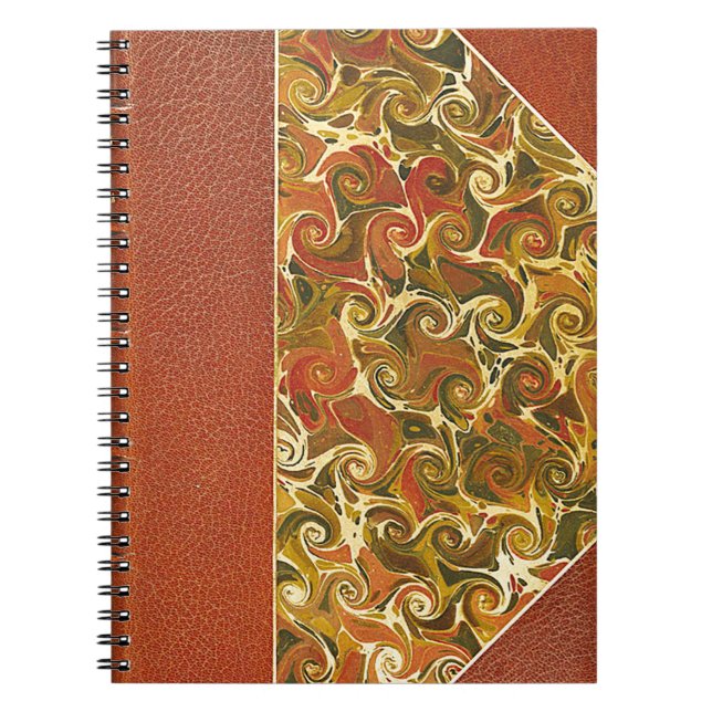 Caderno Espiral Livro Antiquado Elegante, Padrão de espiral do Orn (Frente)