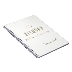 Caderno Espiral Livro Branco Dourado do Casamento Diamond