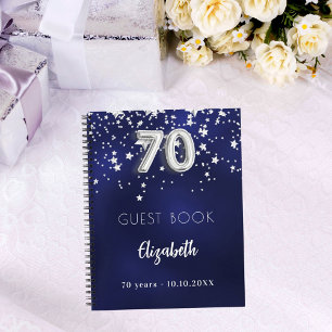 Caderno Espiral Livro convidado 70 de aniversário marinho estrelas