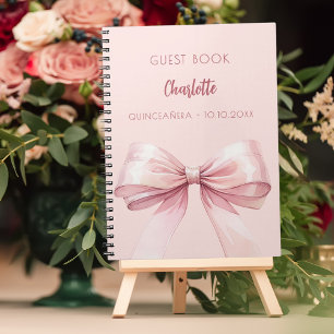 Caderno Espiral Livro convidado arco rosa-claro Quinceanera