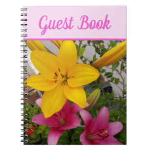 Caderno Espiral Livro Convidado Lily Linda Flor Flor Rosa