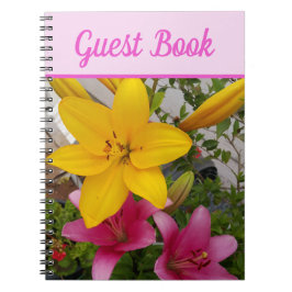 Caderno Espiral Livro Convidado Lily Linda Flor Rosa Rosa Rosa
