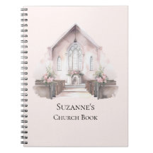 Livro da Igreja em Aquarela Rosa Personalizado