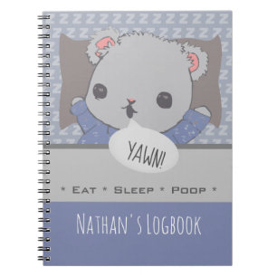 Caderno Espiral Livro de Bebê do Urso de Teddy Personalizado e Bon