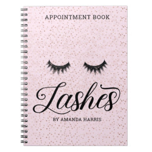 Caderno Espiral Livro de Compromissos de Lashes Rosa