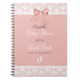 Caderno Espiral Livro de convidado branco do chá de fraldas do