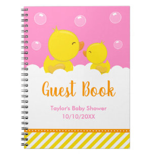 Caderno Espiral Livro de Convidado do Chá de fraldas Amarelo-Amare
