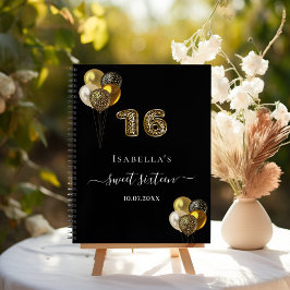 Caderno Espiral Livro de convidados 16 balões-leopardo-negros de o