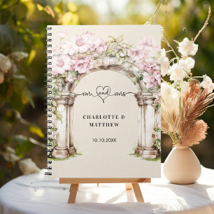 Caderno Espiral livro de convidados casamento mr sra core cor rosa