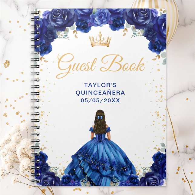 Caderno Espiral Livro de Convidados da Princesa Quinceañera Azul E (Criador carregado)
