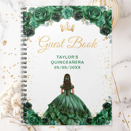 Caderno Espiral Livro de Convidados da Princesa Verde Escura Quinc